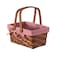 Wickerwise Small Rectangular Woodchip Picnic Baskets with Double Folding Handles Natural HandWoven Basket Lined with Gingham Red and White Lining Great for Gifts