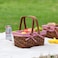 Wickerwise Small Rectangular Woodchip Picnic Baskets with Double Folding Handles Natural HandWoven Basket Lined with Gingham Red and White Lining Great for Gifts