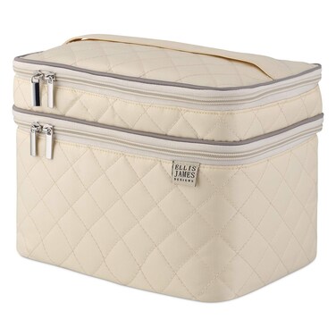Ellis James Designs Large Travel Makeup Bag for Women  Cream Make Up Bag for Women  Travel Cosmetic Bag  Makeup Case Gifts for Women Makeup Organizer Bag Travel Toiletry Bag for Women