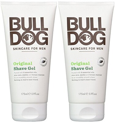 Bulldog Skincare for Men Original Shave Gel Pack of 2 With 8 Essential Oils Aloe Vera Jojoba and Konjac Mannam 59 fl oz