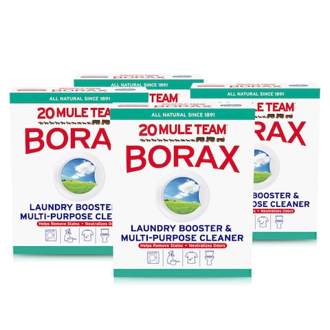 20 Mule Team All Natural Borax Detergent Booster  MultiPurpose Household Cleaner 65 Ounce 4 Count