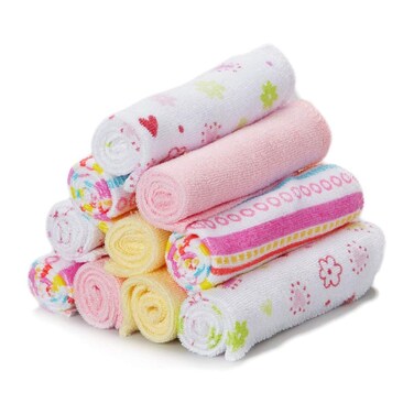 Spasilk Washcloths for Newborn Boys and Girls Soft Terry Baby Washcloths Baby Essentials Ideal Pink Lines Pack of 10
