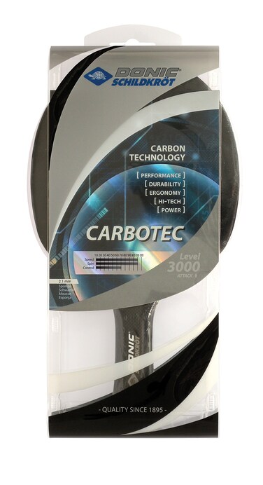 DonicSchildkrt CarboTec 3000 Table Tennis Racket 50 Carbon Fiber Concave Handle 21 mm Sponge Energy Pad  ITTF 758214