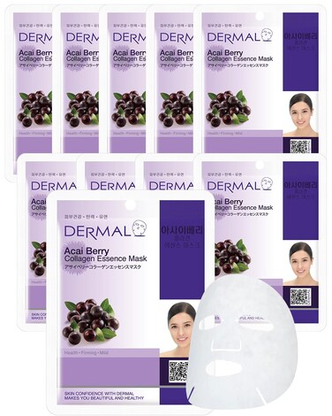 Dermal Korea Collagen Essence Full Face Facial Mask Sheet  Vitamin pack of 10