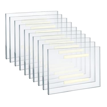 Azar Displays 122026 Self Adhesive Clear Acrylic Wall Sign Holder Frame 10 W x 8 H LandscapeHorizontal 10Pack