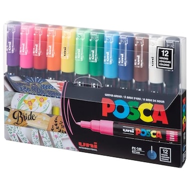 12 Posca Paint Markers 1M Markers with Extra Fine Tips Posca Marker Set of Acrylic Paint Pens  for Art Supplies Fabric Paint Markers for Art