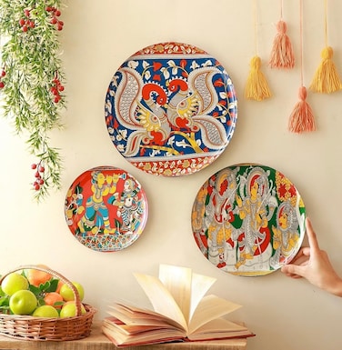 RITUALISTIC Kalamkari Wall Plates Set of 3 Home Decor  Painting  Divine  Intricate Designs
