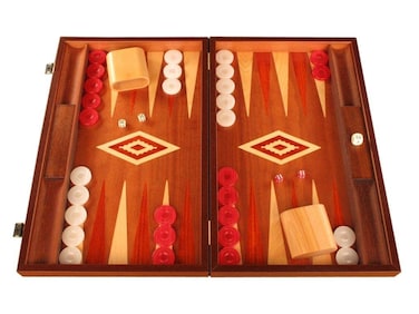 Mahogany Wood Backgammon Set  Board Game  Large Brown  Red