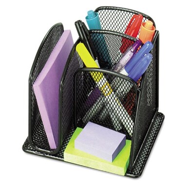 Safco 3250BL Onyx Mini Organizer with Three Compartments Black 6 x 5 14 x 5 14