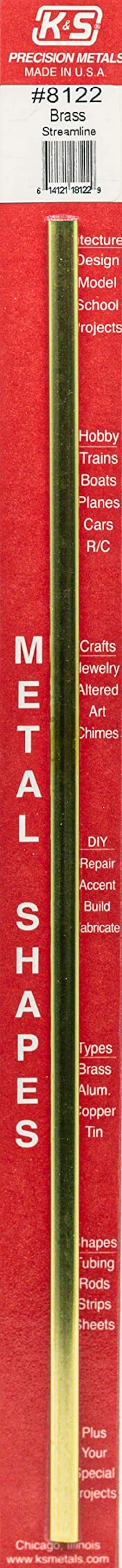 K  S Precision Metals KS 8122 Round Brass Tube Streamline 14 OD x 0014 Wall x 12 Long 1 Tube Made in The USA