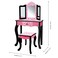Teamson Kids Leopard Prints Wooden 2pc Play Vanity Set with TriFold Mirror Storage Drawer and Matching Stool to Play Dressup Princess or Beauty Shop BlackPink