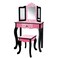 Teamson Kids Leopard Prints Wooden 2pc Play Vanity Set with TriFold Mirror Storage Drawer and Matching Stool to Play Dressup Princess or Beauty Shop BlackPink