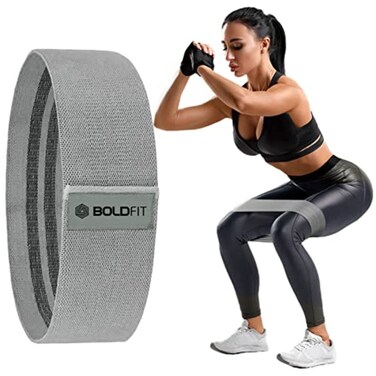 Boldfit Fabric Resistance Band Loop Band for Exercise Hip Band for Hip Legs Stretching Toning Workout Mini Loop Booty Bands for Glutes Grey Band  Light Weight