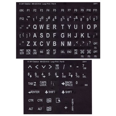 Large PrintBraille Keyboard Labels White on Blk