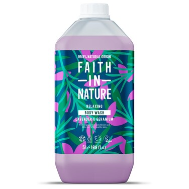 Faith In Nature Natural Lavender  Geranium Body Wash Nourishing Vegan and Cruelty Free Parabens and SLS Free 5 Litre Refill Pack