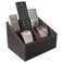 KINGFOM TV Remote Control Holder with 3 Compartments Beside Remote Caddy Desktop Organizer for DVD CD BluRay Media Player Heater Controllers and Cosmetics Office Supplies brown