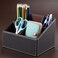 KINGFOM TV Remote Control Holder with 3 Compartments Beside Remote Caddy Desktop Organizer for DVD CD BluRay Media Player Heater Controllers and Cosmetics Office Supplies brown