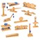 hand2mind Wood Simple Machine Collection with Inclined Plane and Cart Double Pulley Lever Set of 12