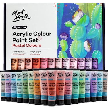 Mont Marte Acrylic Colour Pastel Paint Set Signature 48pc x 36ml 12 US floz Creamy Pastel Acrylic Paint Set Good Coverage SemiMatte Finish Ideal For Most Art and Craft Surfaces