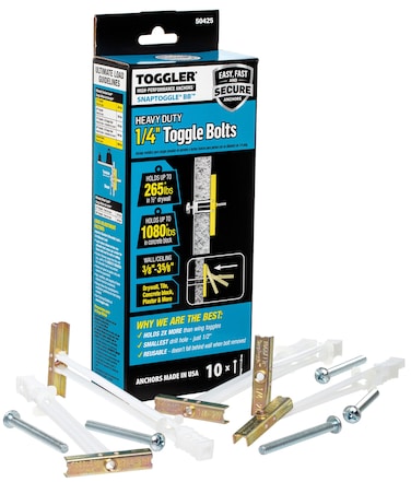 TOGGLER SNAPTOGGLE BB Toggle Anchor with Bolts ZincPlated Steel Channel Made in US 38 to 358 Grip Range For 1420 UNC Fastener Size Pack of 10