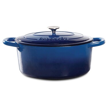 Crock Pot Artisan Enameled Cast Iron 7Quart Oval Dutch Oven Sapphire Blue