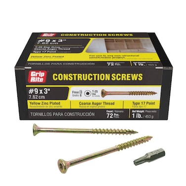 Primesource 3GCS1 1LB 9X3 CONST Screw 1 Count Pack of 1 Gold