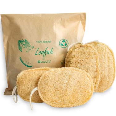 Natural Loofah Exfoliating Sponge 4 Pack  Loofa Body Scrubber  Loofah Sponge  Loofah Exfoliating Body Scrubber  Organic Loofah  Shower Luffa Sponges  Exfoliating Loofah  Biodegradable Loofah