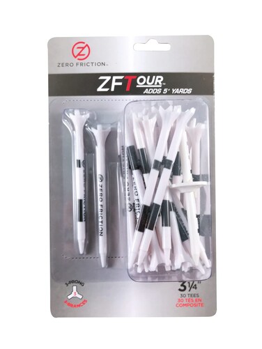 Zero Friction Tour 3Prong Golf Tees 314 Inch White Pack of 30