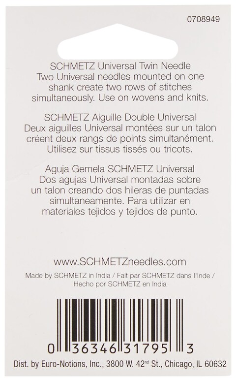 EuroNotions Schmetz Universal Twin 4090 Needle Silver