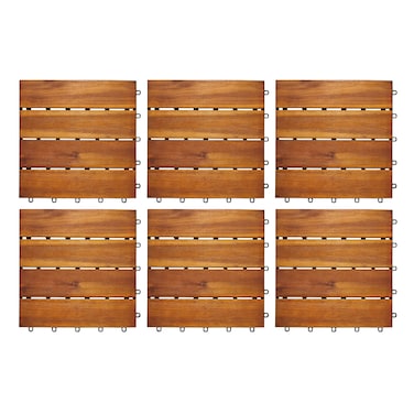 VIFAH V488 Interlocking Acacia Plantation Hardwood Deck Tile 4Slat Style
