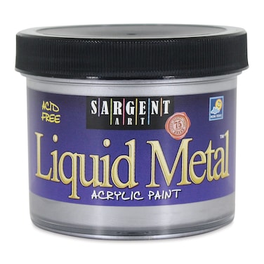 Sargent Art 4 Ounce Liquid Metal Acrylic Paint Silver Color Rich and Lustrous Fast Dry Formula NonToxic for Kids Beginners  Students Art Supplies for Craft Surfaces Pouring and Canvases
