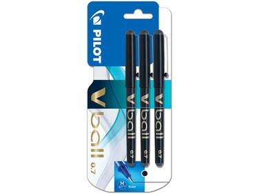 Pilot VBall 7 Rollerball PenBlack Pack of 3