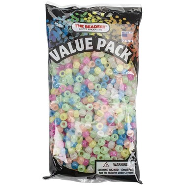 The Beadery Pony Beads 6 by 9mm Glow Multicolor 900Pack Small