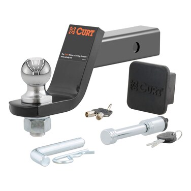 CURT 45554 Trailer Hitch Mount 2Inch Ball Lock Fits 2In Receiver 7500 lbs 4 Drop Cap  black