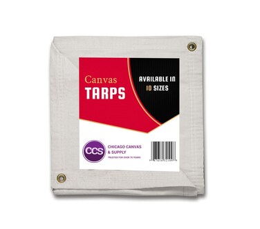 White Canvas Tarpaulin  Water and Mildew Resistant 10 feet x 12 feet