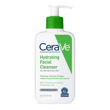 CeraVe Hydrating Facial Cleanser  Moisturizing Face Wash For Dry Skin  Hyaluronic Acid  Ceramides  Glycerin  Hydrating Cleanser For Normal To Dry Skin  National Eczema Assosiation Certified