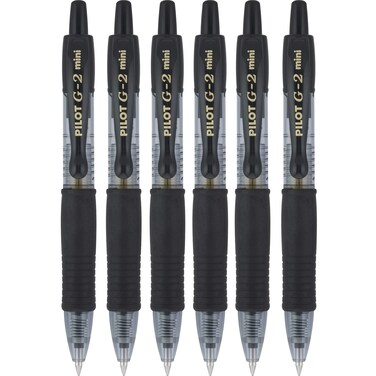Pilot G2 Pixie Black Pilot G2 Pixie Rollerball Pen 07mm Nib Tip 039mm Line Width Mini Gel Ink Retractable 207 Pack of 6