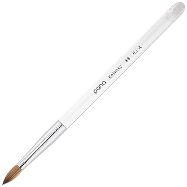 Pana Finest Pure Kolinsky Acrylic Nail Brush with Clear Acrylic Oval Crimped Handle Size 8