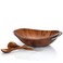 Nambe Braid Salad Bowl with Servers  3Piece Set  Large Wooden Serving Bowl for Caesar Salad Large Salads  Big Salad Bowl with Serving Utensils  Made of Chrome  Acacia Wood 20 L x 16 W