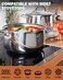 Cook N Home Cookware Basic Pots and Pans 12 Piece set Stainless Steel Grey Silicone Handle