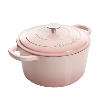 CrockPot Artisan Round Enameled Cast Iron Dutch Oven 7Quart Blush Pink