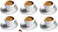 CUISINOX White Porcelain Espresso Cups and Saucers Set 2 oz Set of 6