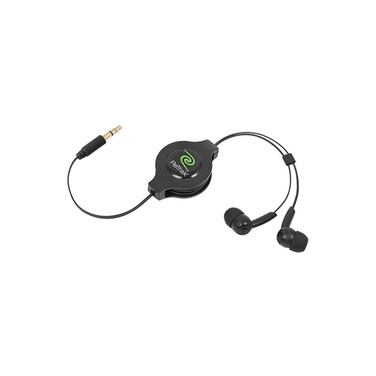 ReTrak Retractable Stereo Earbuds Comfortable and Durable Design with Premium Stereo Sound Black