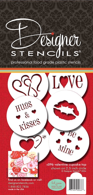 Designer Stencils Valentine CupcakeCookie Stencils BeigeSemiTransparent
