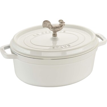 STAUB Cast Iron Dutch Oven 575qt Coq au Vin Cocotte Made in France Serves 56 White