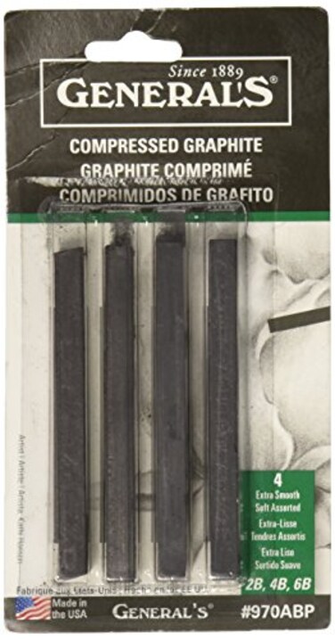 General Pencil Compressed Graphite Sticks 4Pkg Black  2B 4B  6B