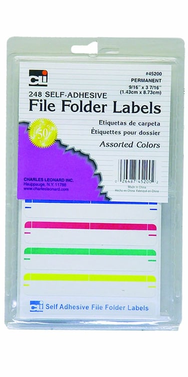 Charles Leonard File Folder Labels SelfAdhesive 056 x 343 Inches Assorted 248Count Box 45200