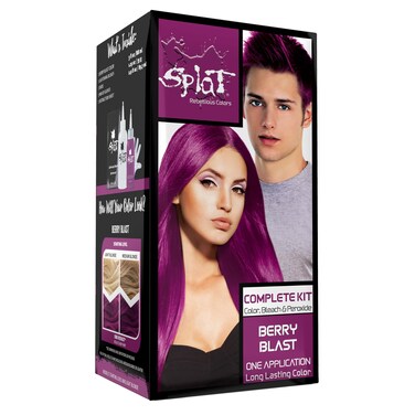 Splat Berry Blast Semi Permanent Hair Dye Kit with Bleach 1 Application Includes Purple Pink Hair Dye Oxide  Bleach Powder Vegan  Cruelty Free Hair Color