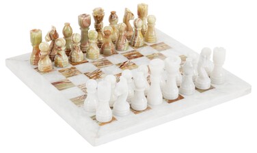 Radicaln Marble Chess Set 12 Inches White and Green Onyx Handmade Chess Sets for Adults  1 Chess Board  32 Chess Pieces  Chess Game Set for 2 Players  Outdoor Board Game