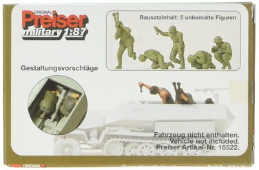 Preiser 16540 Military Former German Army WWII Unpainted Figures Mortar Crew HO Scale Military Model Figure